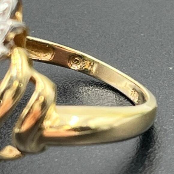 10K Yellow Gold Diamond Cluster Designer Estate 3.6g Vintage Style‎ Ring Sz 7.25 - Picture 5 of 11